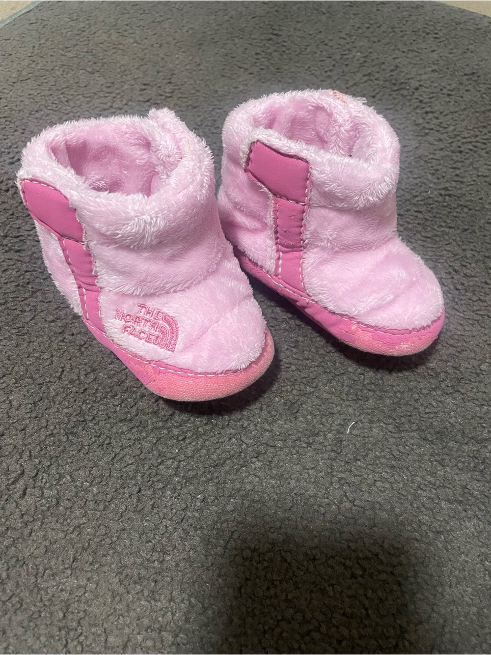 The North Face Pink Plush Baby Booties with Soft Lining
